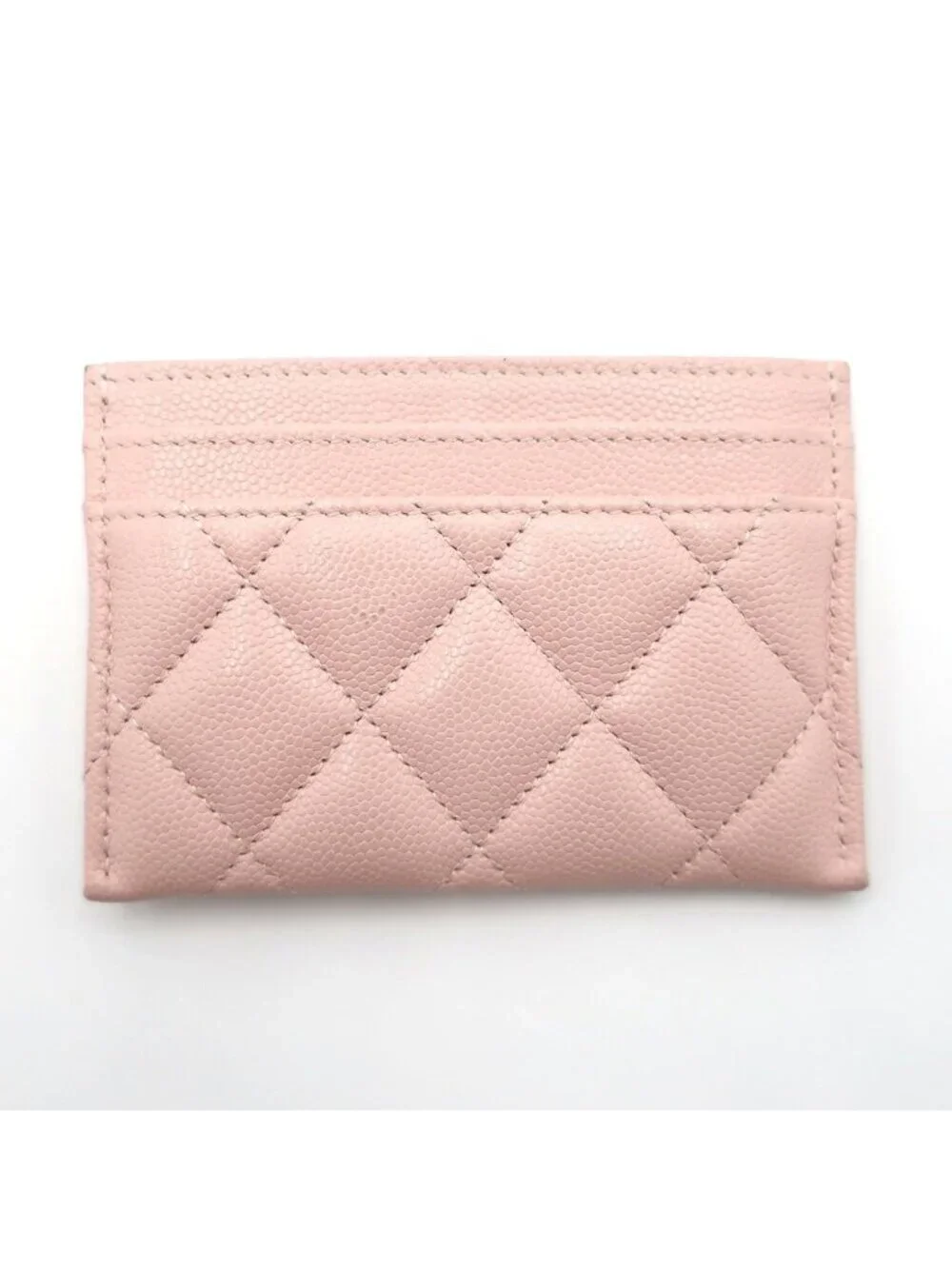 Chanel Ten Pass Case Card Slot Pink Caviar Leather CC Logo Rhinestone